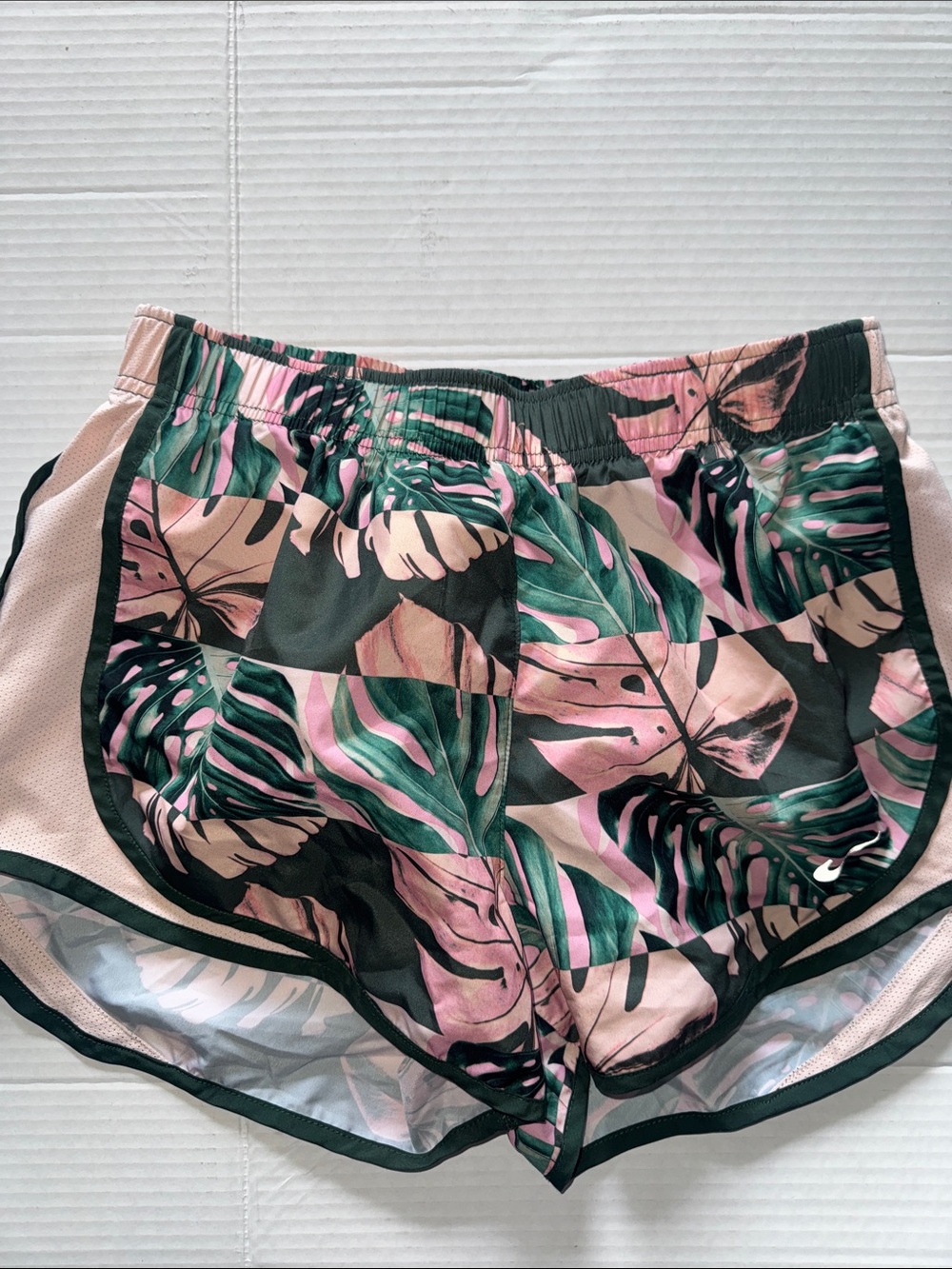 Nike Women’s Pink and Green Tropical Running Shorts